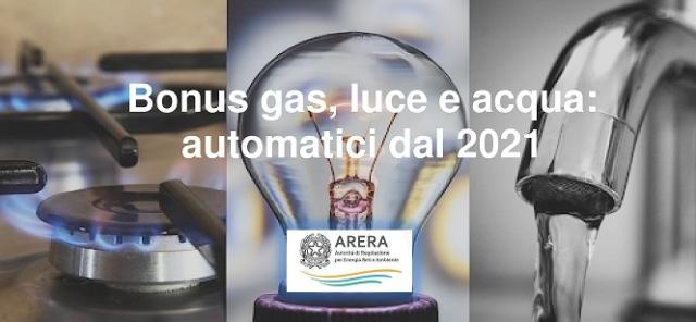 Bonus gas, luce e acqua: automatici dal 2021  
